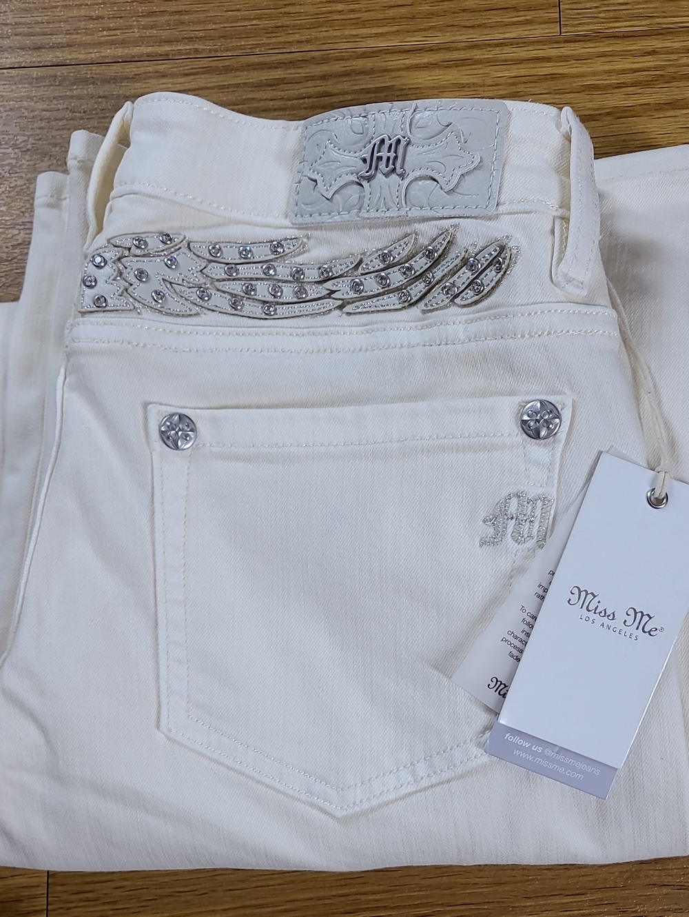 NEW Miss Me low-rise Cargo Wide leg 27x32 Womens Girls Denim Off White Jeans